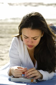 Woman relaxing on the beach