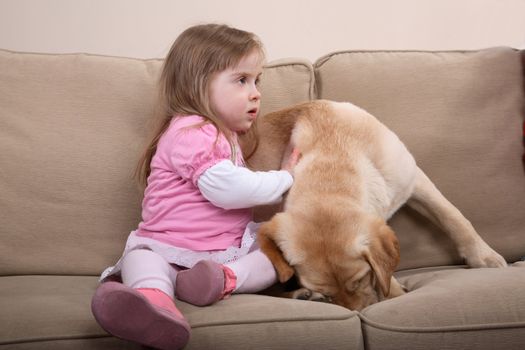 Dog therapy for girl with Down Syndrome.