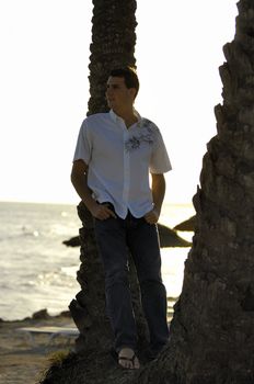 Man relaxing on the beach