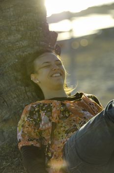 Woman relaxing on the beach