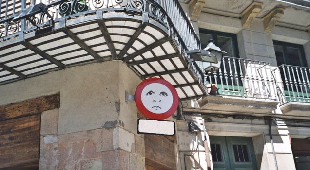 funny street sign in Barcelona