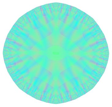 round structure in bluish, yellow and turquoise colors