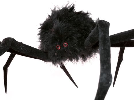 Halloween spider toy made by feather and velvet