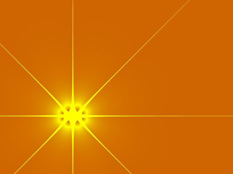 fractal star or in bottom left corner, rays stretching over whole orange background 