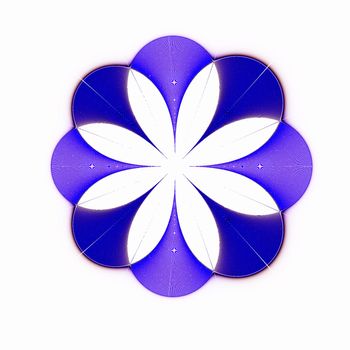 Mandala in blue and purple tones over white