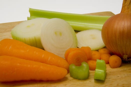 Crunchy vegetables on a chopping board