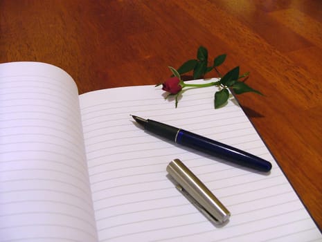 A notebook and pen