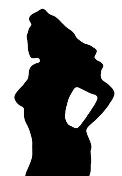 Elegant sexy lady silhouette, isolated