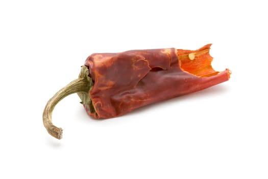 Hot dried red chili pepper, isolated white