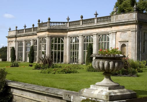 A view across the garden of a stately home