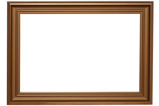 Classic gold frame isolated on white background. Clipping path included