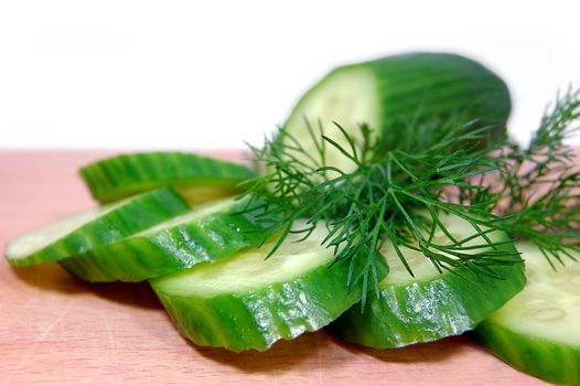 Sliced cucumber with fennel