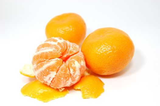 Some mandarins isolated on white