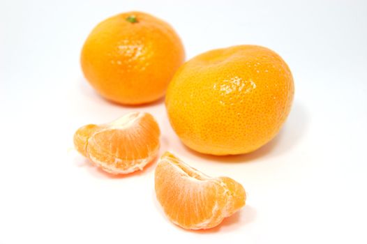 Some peeled tangerines
