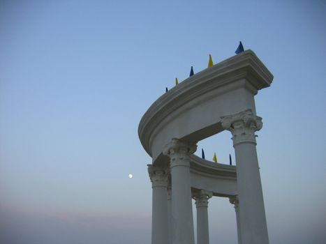 A round arch isolated on the twilight sky