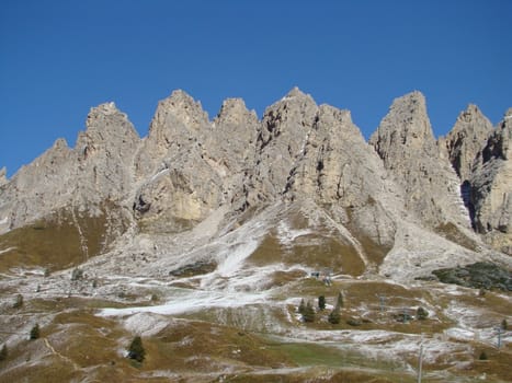 Alpine Scenery
Rock formations in Dolomite Mountains part of italian Alps IX 2007.