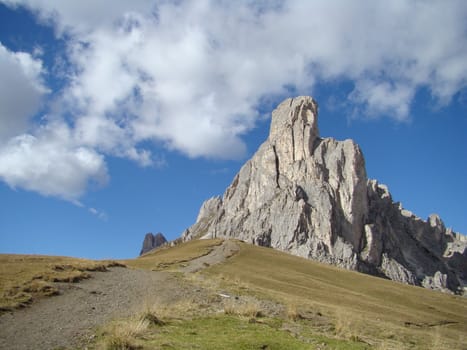 
Rock formations in Dolomite Mountains part of italian Alps IX 2007.