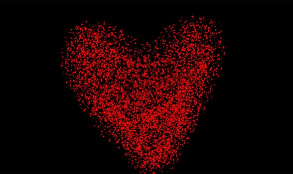 the red heart on black background