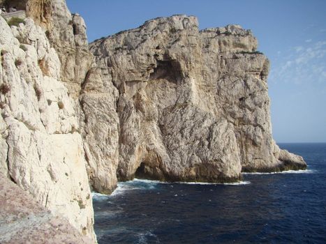cliffs on Capo Caccia ner Alghero on Sardinia island. touristic atraction close to Neptune's grotto.VII 2008