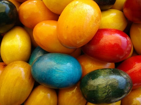 traditional wooden colourful easter eggs photo on easter market in CracowPoland. 2009