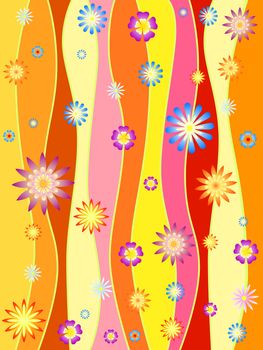 colours lines with colourful flowers, spring motif