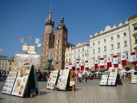 
Main city square in Cracow cultural capital of Poland central Europe. 2008