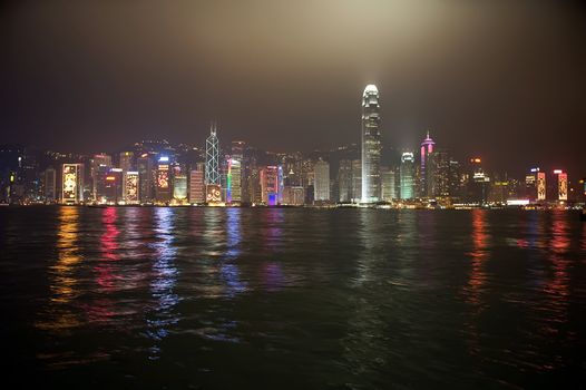 Hong Kong China night skyline view from Kowloon