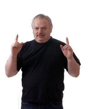 Contractor watching the job portrait on white background