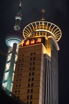 Night view image on tower in Shanghai China