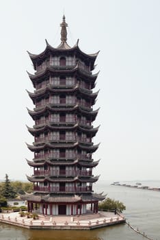 View on Pagoda and the river near Shanghai China