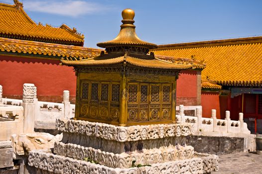 Entrance to the palace in Forbidden City Beijing, China in August