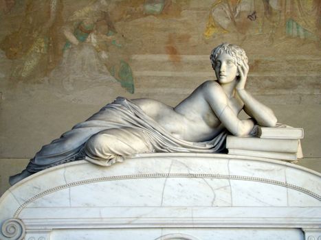 statue of lying woman,Camposanto - ancient cemetery in Pisa