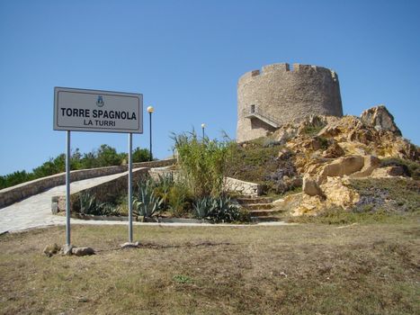 Spanish tower in Sardinia in Santa Teresa Gallura, Sardinia, Italy.