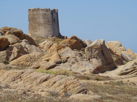 defensive ancient tower in Sardinia, Italy.