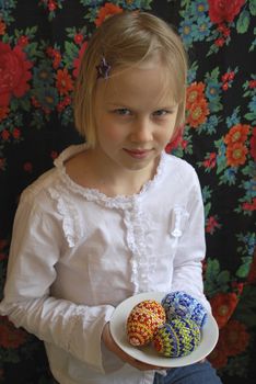 the girl with the peaster egg, easter, beads