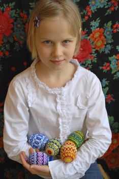 the girl with the peaster egg, easter, beads