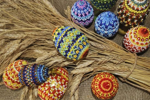 Easter eggs from beads and dry ear