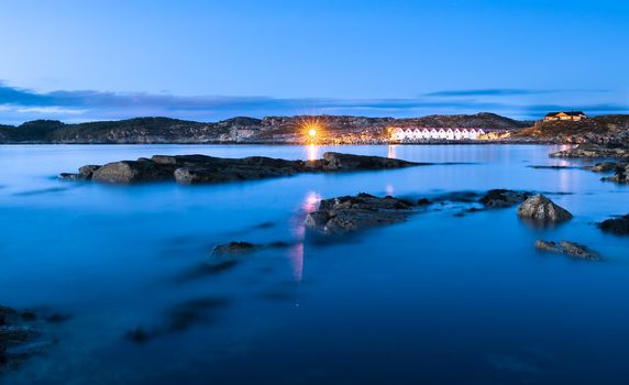 Shorline West of Bergen in Norway in the evening