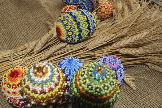 Easter eggs from beads and dry ear