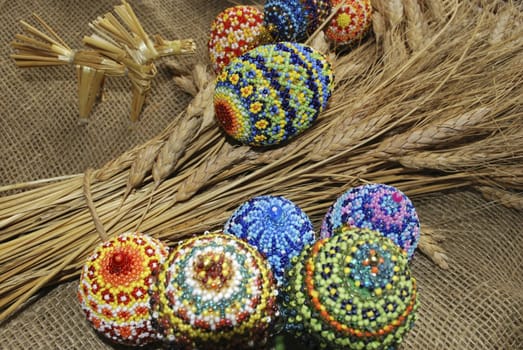 Easter eggs from beads and dry ear