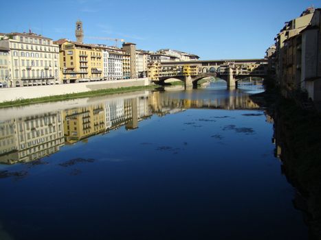 panorama of Florence with Ponte Vecchio, Tuscany, Italy.