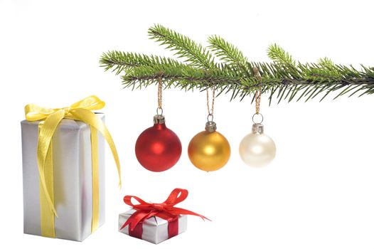 Christmas tree with presents isolated