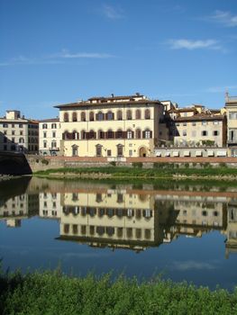 lungarno street with historical florentine palaces,Florence, Tuscany, Italy.