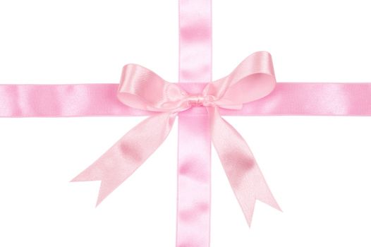 Decoration pink ribbon over white