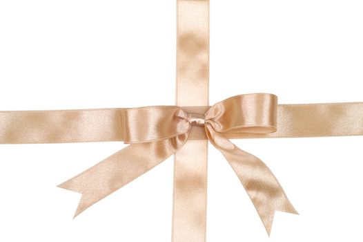 Decoration gold ribbon over white