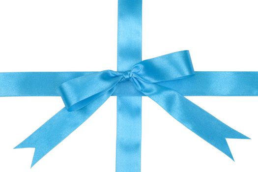 Decoration blue ribbon over white