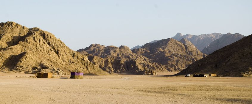 Landscape of Bedouins village in Sahara desert, Africa