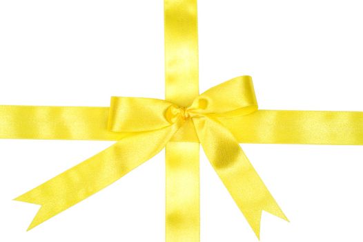 Decoration yellow ribbon over white