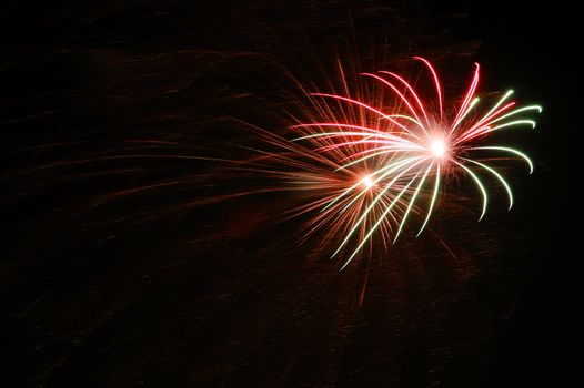 Colorful fireworks on dark sky