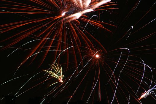 Colorful fireworks on dark sky